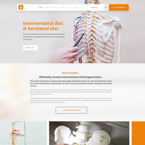 Orthopedic design with the title 'Redesign bandscheibe.de'