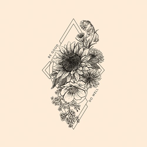 Sunflower design with the title 'Sunflower Tattoo Concept'