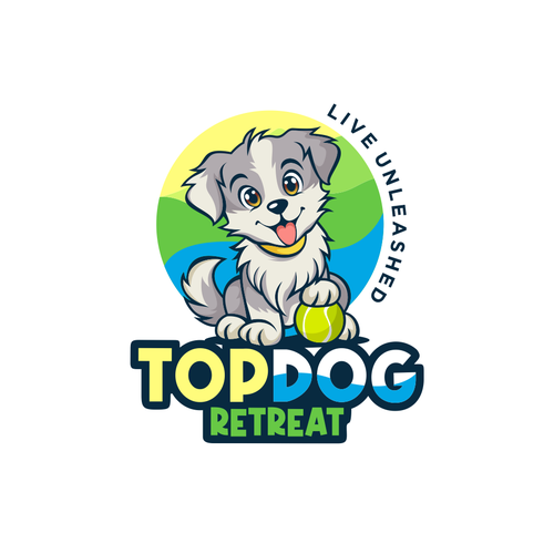 Drink brand with the title 'Unique, artsy dog design that displays a happy dog'