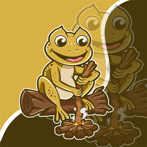 Frog logo with the title 'Cartoon Horned Marsupial Frog'