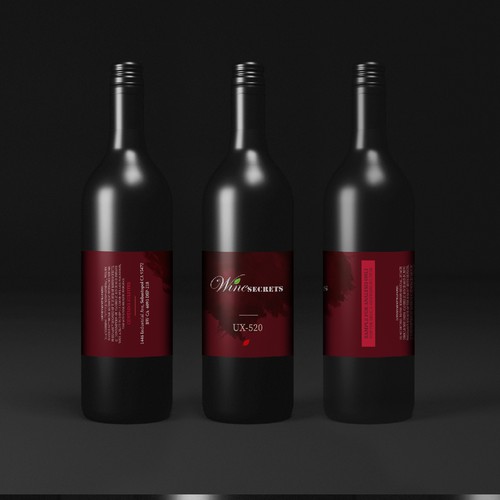 Wine bottle design with the title 'Design concept for Wine secrets.'