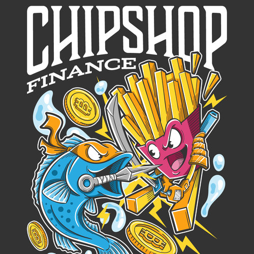 Fish t-shirt with the title 'Ninja Fish VS Samurai Chips'