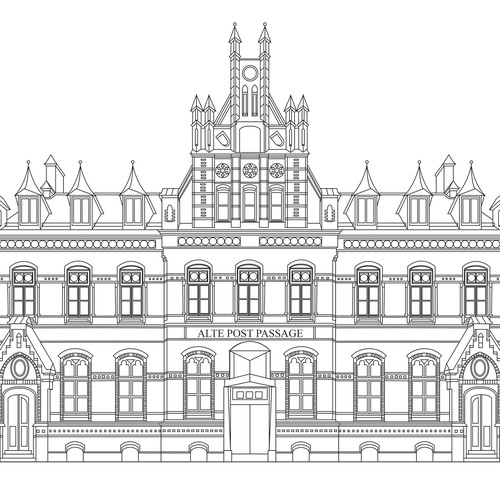 Architecture illustration with the title 'Illustration of a building'