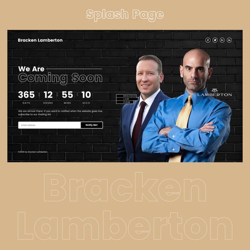 Splash screen design with the title 'Splash Page design for Law Company'