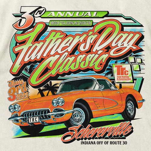 Car t-shirt with the title 'Father's day classic cars. '