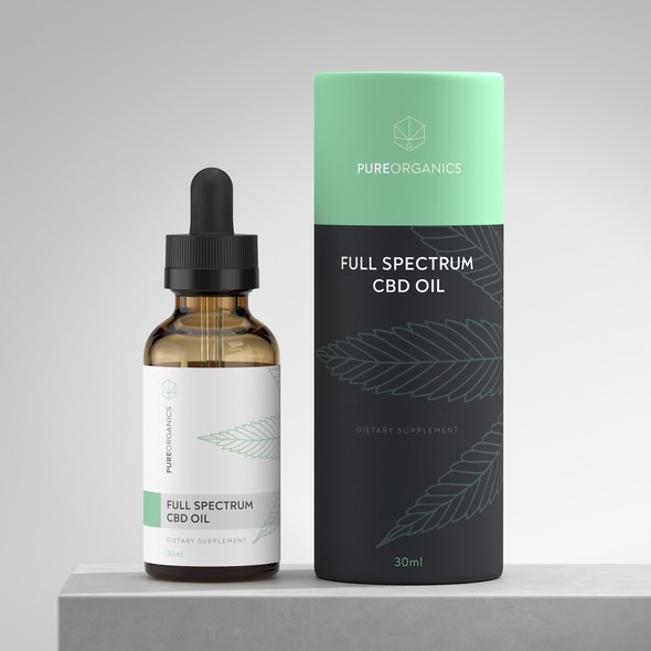 Tube label with the title 'Full Spectrum CBD Oil Packaging Design'
