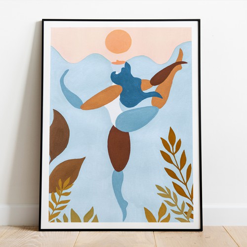 Yoga illustration with the title 'Yoga Illustration for art print'