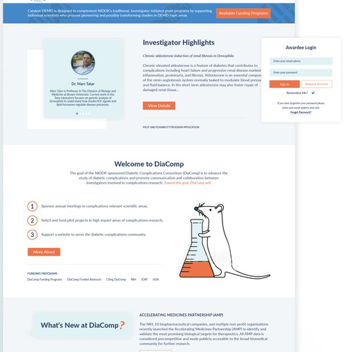 Science website with the title 'NEW Look for the Diabetic Complications Consortium'
