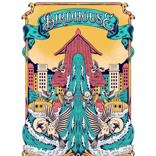 Industrial t-shirt with the title 'Birdhouse'