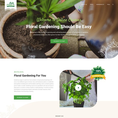 Price design with the title 'Gardening landing Page'