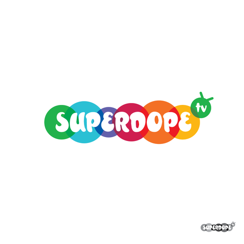 TV show design with the title 'Colorful bubbly logo concept for SUPERDOPE TV'