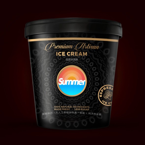 Ice cream label with the title 'Premium ice cream'