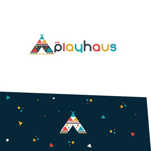 Scandinavian design with the title 'Colorful yet simple geometrical logo for the playcentre for children in Scandinavian style.'