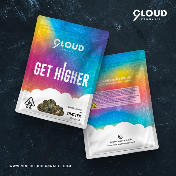 Cannabis packaging with the title '9 CLOUD'