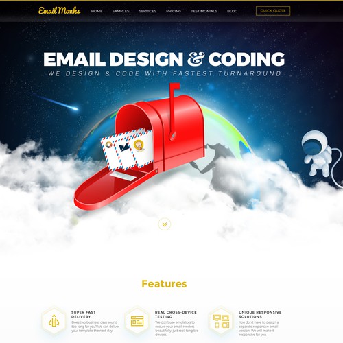 Business website with the title 'Email Design & Coding - Creative Website Design'