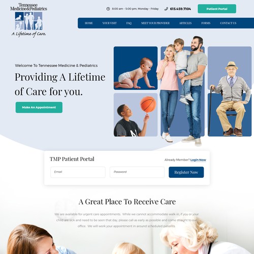 Pediatric design with the title 'Paediatric website design'
