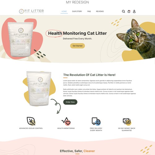 Pet website with the title 'Cat Litter Website'