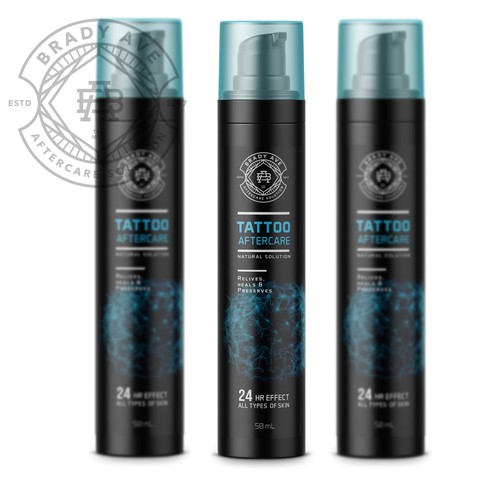 Cosmetics label with the title 'A design for tattoo aftercare cream'