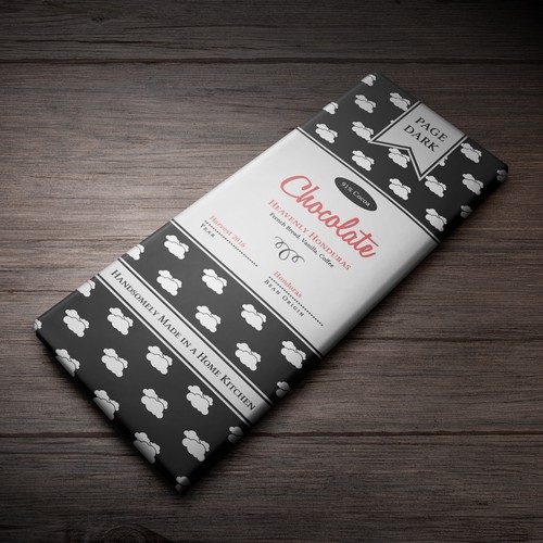 Packet packaging with the title 'Page Dark Chocolate'