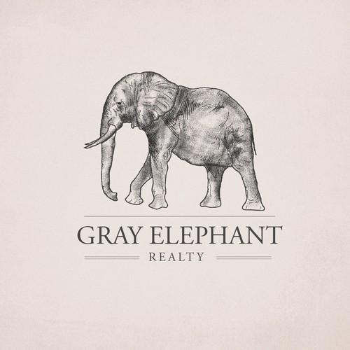 Elephant head logo with the title 'Gray Elephant logo design'