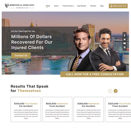 Lawyer website with the title 'Maryland Car Accident Lawyer website redesign'