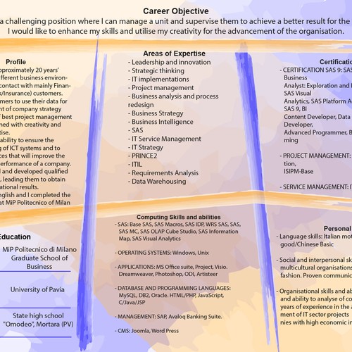 CV design with the title 'CV_3 - Brochure (interno)'