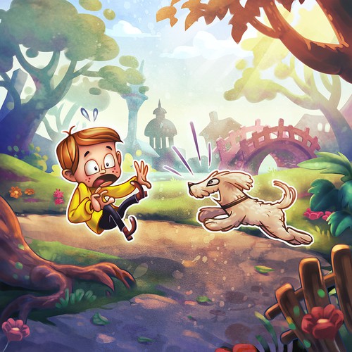 Dog illustration with the title 'Harvey and the Little Boy'