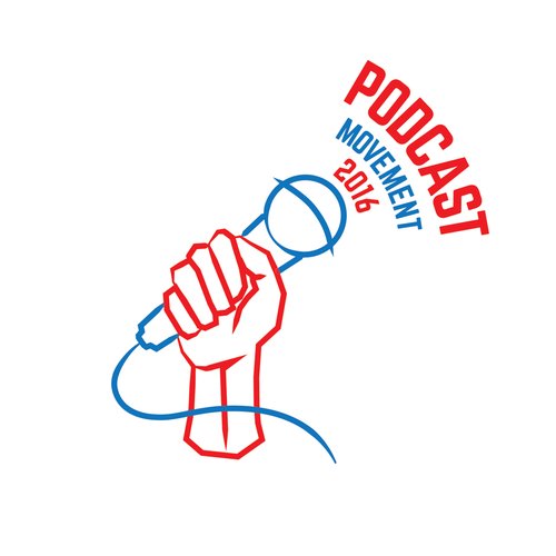 Black fist logo with the title 'Podcast Movement 2016 Logo Concept'