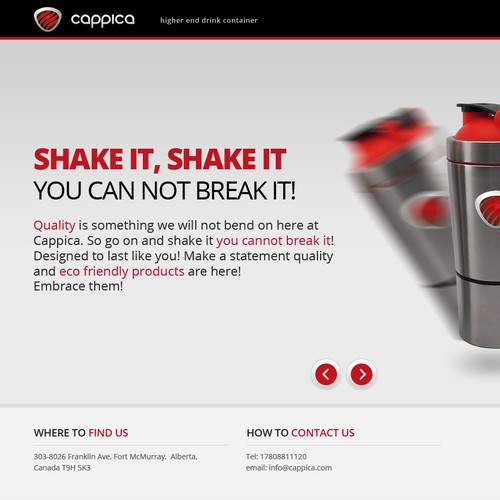 Red website with the title 'Create Cappica Inc. home page and style for site.'