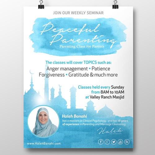 Seminar design with the title 'Poster for Parenting Class'