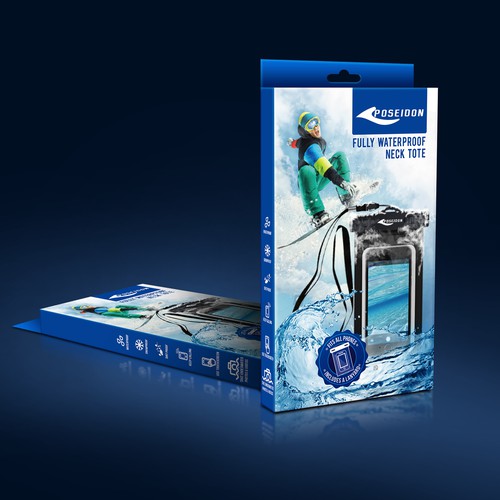 Bag packaging with the title 'Waterproof neck tote'