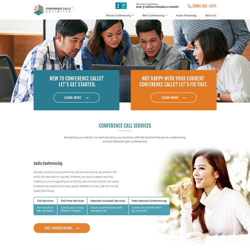 Communication website with the title 'conference calling services'