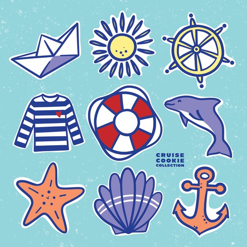 Voyage design with the title 'Set of summer-themed cookie designs'