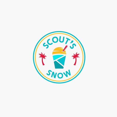 Shave ice logo with the title 'Retro, Fun and Catchy logo for Scout Snow shaved ice '