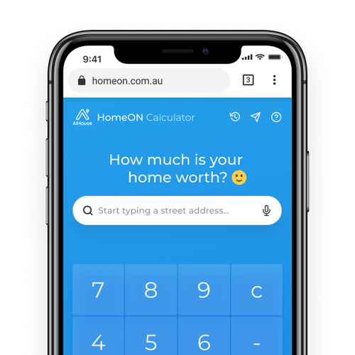 Calculator design with the title 'Web app design for the home value calculator powered by AI'