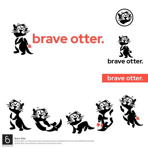 Silhouette artwork with the title 'Brave Otter logo and mascot design'