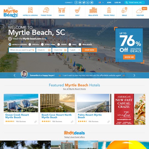 Portal website with the title 'MyrtleBeach.com: Re-Design The Beach's Best Tourism Portal Site!'