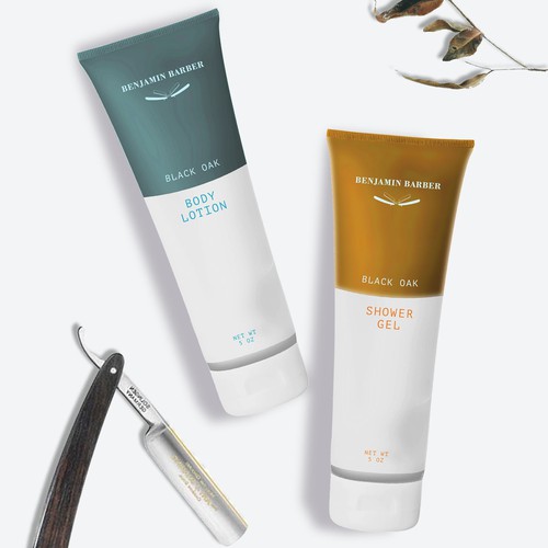 Retail label with the title 'Luxorious redesign of the Benjamin Barber brand.'