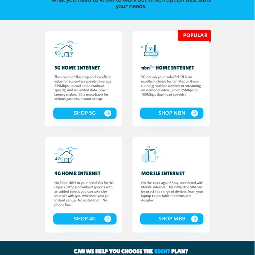 Call to action design with the title 'Call to Action Button for HOME INTERNET'