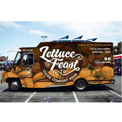 Wrapping design with the title 'Wraps Design for vegan food truck'