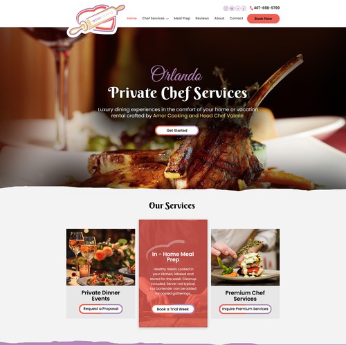 Service website with the title 'Private Chef Service'
