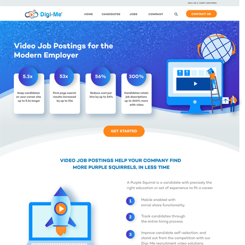 Graphic website with the title 'digital marketing website landing page design '