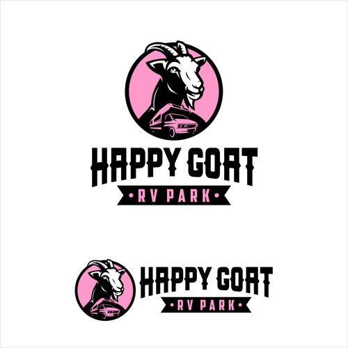 RV logo with the title 'Winner of Happy Goat RV Park'
