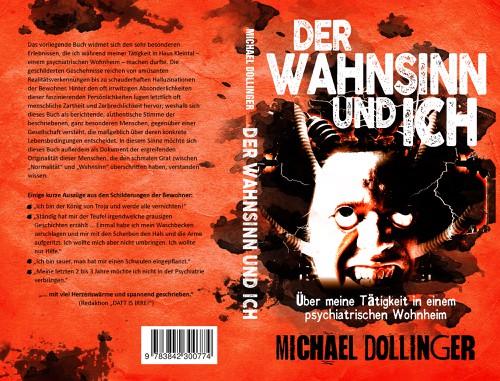 Artsy book cover with the title 'bookcover "Der Wahnsinn und ich"'
