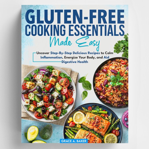 Amazon book cover with the title 'Gluten-Free Cooking Essentials Made Easy'