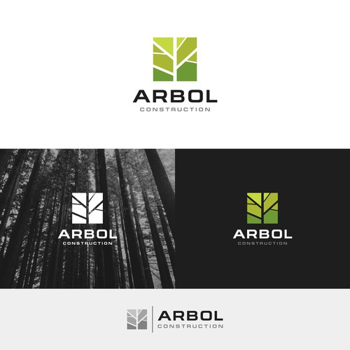 Construction logo with the title 'ARBOL CONSTRUCTION'