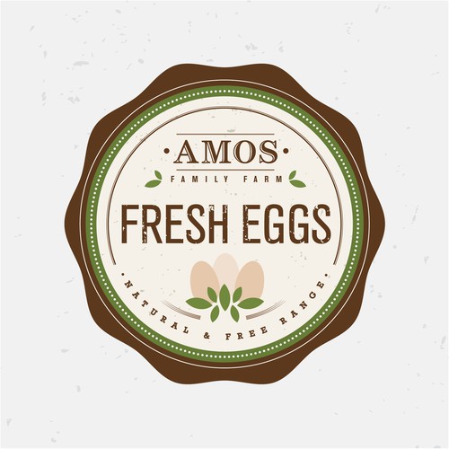 Label with the title 'Egg carton label for Amos Family Farm'