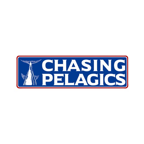 Fisherman logo with the title 'tuna tail logo design for chasing pelagics '