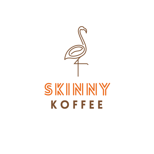 Flamingo design with the title 'Logo Design for Skinny Koffee'