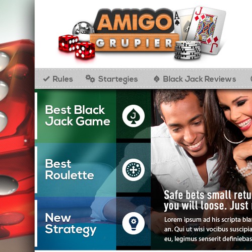 HTML5 website with the title 'Web Design for Amigo Grupier Latam'